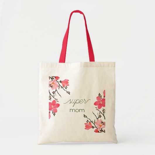 Peach Blossom Waterverf Moederdag Canvas tas (Voorkant)