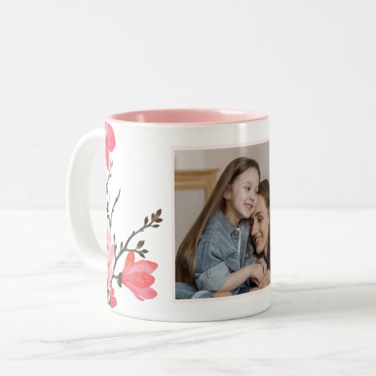 Peach Blossom Waterverf Moederdag Foto Mok (Voorkant links)