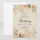 Peach Blossom Wedding Kaart (Voorkant / Achterkant)