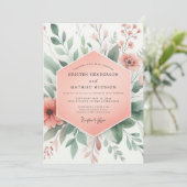 Peach Blossom Whimsy Wedding Kaart (Staand voorkant)