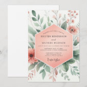 Peach Blossom Whimsy Wedding Kaart (Voorkant / Achterkant)