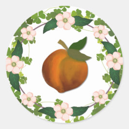 Peach Blossom Wreath Ronde Sticker