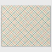 Peach Blue Beige Pastel Plaid Cadeaupapier (Vlak)