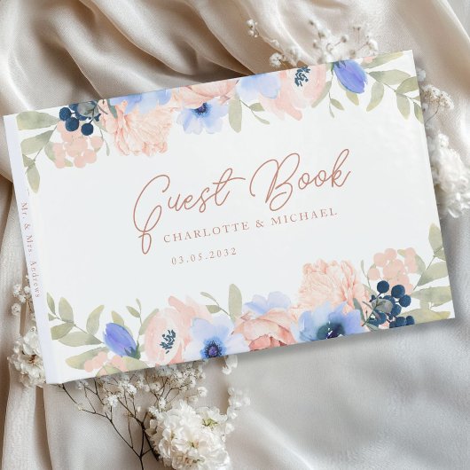 Peach Blue Blush Wedding Gastenboek