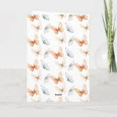 Peach Blue Butterflies Birthday Kaart (Achterkant)