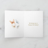 Peach Blue Butterflies Birthday Kaart (Binnen)