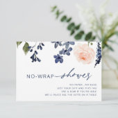 Peach & Blue Floral No Wrap Vrijgezellenfeest Informatiekaartje (Staand voorkant)