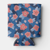 Peach & Blue Floral patroon Blikjeskoeler (Voorkant)
