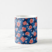 Peach & Blue Floral patroon Koffiemok (Center)