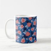 Peach & Blue Floral patroon Koffiemok (Links)