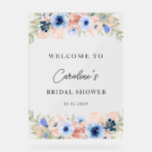 Peach Blue Floral Vrijgezellenfeest Acryl Bord (Voorkant)