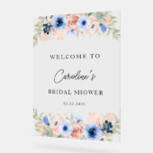 Peach Blue Floral Vrijgezellenfeest Acryl Bord (Hoek)