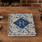Peach Blue Floral William Morris Elegant Monogram Planner