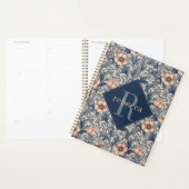 Peach Blue Floral William Morris Elegant Monogram Planner (Display)