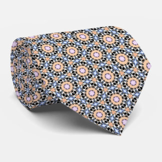 Peach Blue Lilac Circular Flourish Neck Tie Stropdas