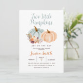 Peach & Blue Mint Twee Kleine Pompoen Baby Shower Kaart (Staand voorkant)