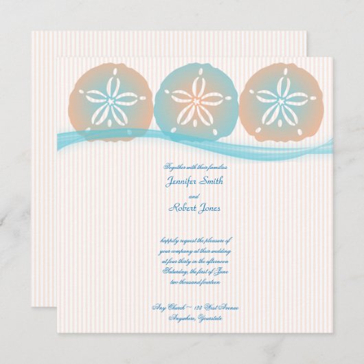 Peach Blue Sand Dollars Beach Weddenschap Kaart (Voorkant / Achterkant)