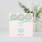 Peach Blue Sand Dollars Beach Weddenschap Kaart (Staand voorkant)