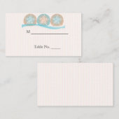 Peach Blue Sand Dollars Strand Wedding Place Cards Plaatskaartje (Voorkant / Achterkant)