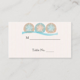 Peach Blue Sand Dollars Strand Wedding Place Cards Plaatskaartje