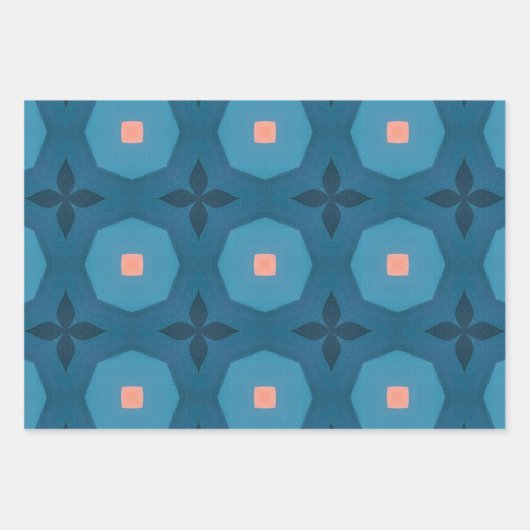 Peach Blue Turquoise art deco design Inpakpapier Vel (Voorkant 3)