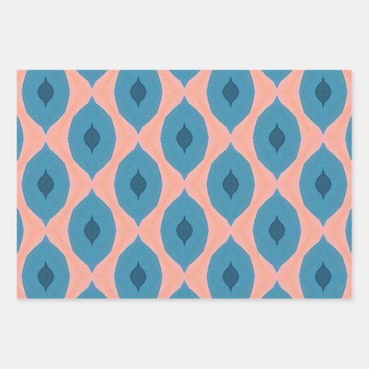 Peach Blue Turquoise art deco design Inpakpapier Vel (Voorkant 2)