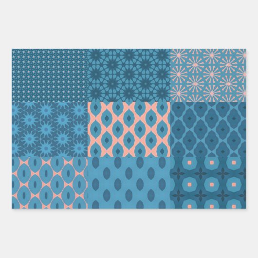 Peach Blue Turquoise art deco design Inpakpapier Vel (Voorkant)