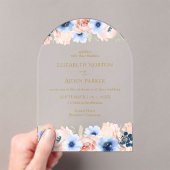Peach Blue Wedding Collectie Acryl Uitnodigingen (Insitu (Draagbaar))