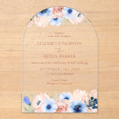 Peach Blue Wedding Collectie Arch Acryl Uitnodigingen (Voorkant)