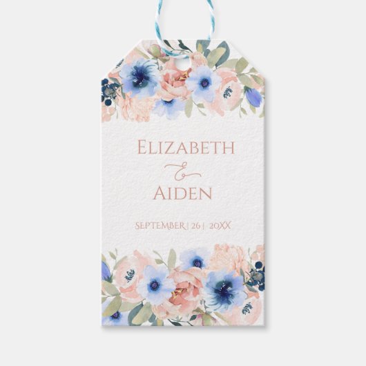 Peach Blue Wedding Collectie Cadeaulabel (Voorkant)