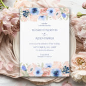 Peach Blue Wedding Collectie Uitnodiging