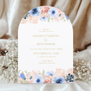 Peach Blue Wedding Collectie Uitnodiging