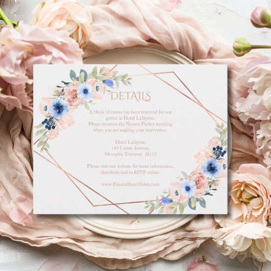 Peach Blue Wedding Collection Informatiekaartje