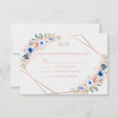 Peach Blue Wedding Collection RSVP Kaartje (Voorkant)