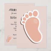 Peach Blush Baby Footprints Baby shower Kaart (Voorkant / Achterkant)