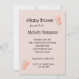 Peach Blush Baby Footprints Baby shower Kaart