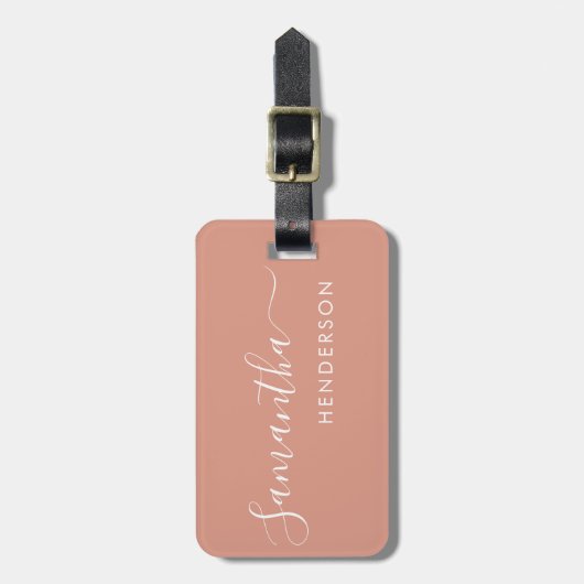 Peach Blush Bagagelabels Weddenstabel Plan /Favor (Voorkant verticaal)