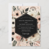 Peach Blush Botanical Romance Wedding Kaart (Voorkant)