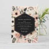 Peach Blush Botanical Romance Wedding Kaart (Staand voorkant)