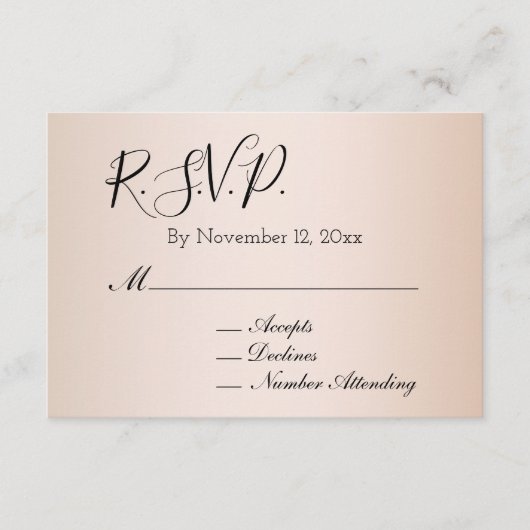 Peach Blush Cream Bruiloft RSVP Informatiekaartje (Voorkant)