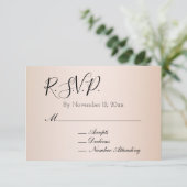 Peach Blush Cream Bruiloft RSVP Informatiekaartje (Staand voorkant)