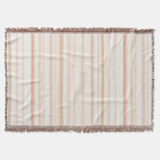 Peach Blush Cream Stripes Deken (Voorkant)