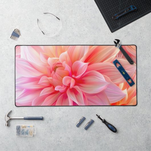 Peach Blush Dahlia Blossom Bureaumat (Werkstation)