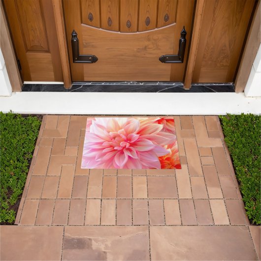 Peach Blush Dahlia Blossom Deurmat (Buiten)