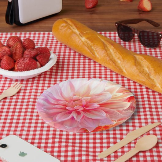 Peach Blush Dahlia Blossom Papieren Bordje (Picknick)