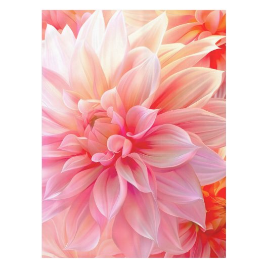 Peach Blush Dahlia Blossom Tafelkleed (Voorkant)