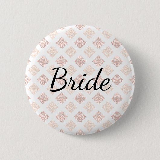 Peach Blush Damask Bride Ronde Button 5,7 Cm (Voorkant)