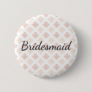 Peach Blush Damask Bridesmaid Ronde Button 5,7 Cm