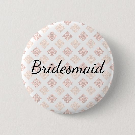 Peach Blush Damask Bridesmaid Ronde Button 5,7 Cm (Voorkant)