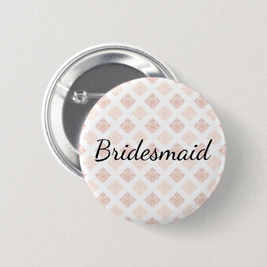 Peach Blush Damask Bridesmaid Ronde Button 5,7 Cm (Voorkant /achterkant)
